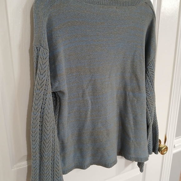 FRYE & CO Open Knit V Neck Sweater Size L Bell Sleeves Boho Western - Picture 6 of 6